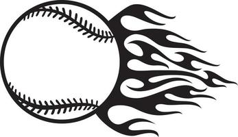 illustration vectorielle de balle de baseball enflammée noir et blanc vecteur