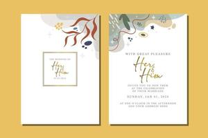 belle carte d'invitation de mariage de fleurs vecteur