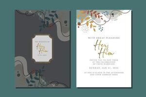 belle carte d'invitation de mariage de fleurs vecteur