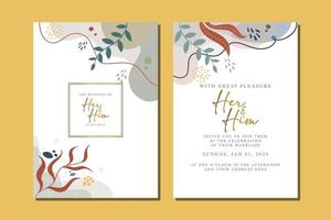 belle carte d'invitation de mariage de fleurs vecteur