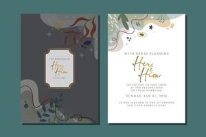 belle carte d'invitation de mariage de fleurs vecteur