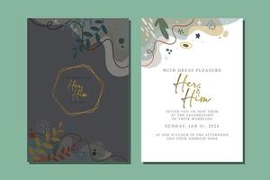 belle carte d'invitation de mariage de fleurs vecteur