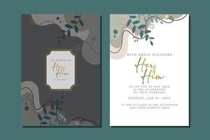 belle carte d'invitation de mariage de fleurs vecteur