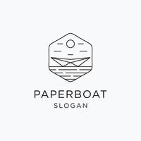 papier bateau dessin au trait minimaliste logo vecteur symbole illustration conception