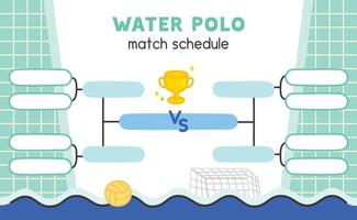 modèle de cadre de bordure de calendrier de match de water-polo kawaii doodle illustration vectorielle de dessin animé plat vecteur