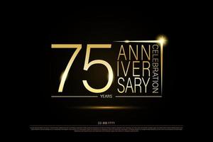 75 ans d'or anniversaire logo or sur fond noir, création vectorielle pour la célébration vecteur