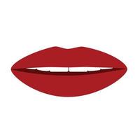 lèvres rouges isolés sur fond blanc avec des dents. illustration vectorielle. vecteur