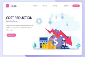 concept d'illustration de réduction des coûts avec des personnes minuscules. baisse des ventes, crise financière. vecteur