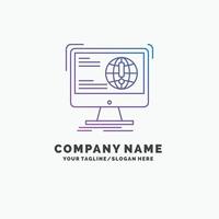 informations. contenu. développement. site Internet. modèle de logo d'entreprise web violet. place pour le slogan vecteur