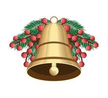 cloche d'or de noël vecteur