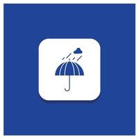 bouton rond bleu pour parapluie. camping. pluie. sécurité. icône de glyphe météo vecteur
