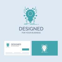 punaise. insecte. araignée. virus. symbole d'icône de glyphe de logo d'entreprise d'application pour votre entreprise. cartes de visite turquoise avec modèle de logo de marque. vecteur