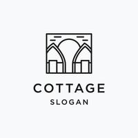 conception d'illustration vectorielle de logo d'art de ligne de cottage, conception de logo en plein air vecteur
