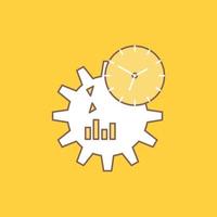 Entreprise. ingénierie. la gestion. traiter l'icône remplie de ligne plate. beau bouton logo sur fond jaune pour ui et ux. site web ou application mobile vecteur