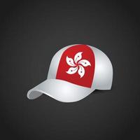 drapeau de hong kong sur la casquette vecteur