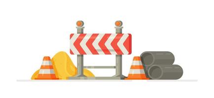 illustration vectorielle d'un bloc routier. sécurité routière et prévention des accidents dans la construction de routes. vecteur