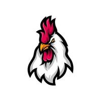 modèle de logo esport sport mascotte tête de coq de poulet vecteur