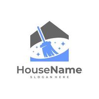 concept de conceptions de logo de maison propre. modèle vectoriel de logo de service de nettoyage.