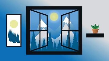 conception de vue de fenêtre d'hiver vecteur