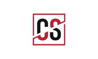 création de logo cs. conception initiale du monogramme du logo de la lettre cs en noir et rouge avec une forme carrée. vecteur pro