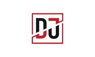 création de logo DJ. conception initiale du monogramme du logo de la lettre dj en noir et rouge avec une forme carrée. vecteur pro