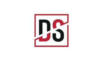 création de logo ds. conception initiale du monogramme du logo de la lettre ds en noir et rouge avec une forme carrée. vecteur professionnel
