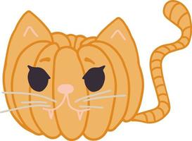 citrouille chat mignon vecteur saisonnier illustration dessinée à la main. décoration de vacances halloween jack o lantern