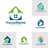ensemble de conceptions de logo de maison de nature vecteur de concept. modèle de logo de feuille de maison