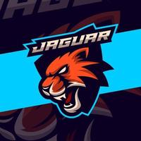 conceptions de logo esport mascotte léopard jaguar en colère vecteur