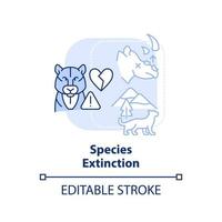 icône de concept bleu clair d'extinction d'espèces. conséquence de la surpopulation idée abstraite illustration en ligne mince. dessin de contour isolé. trait modifiable. vecteur