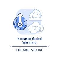 augmentation de l'icône de concept bleu clair de réchauffement climatique. effet négatif de la surpopulation idée abstraite illustration en ligne mince. dessin de contour isolé. trait modifiable. vecteur