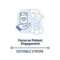 se concentrer sur l'icône de concept bleu clair de l'engagement des patients. illustration de la ligne mince de l'idée abstraite du système de santé. dessin de contour isolé. trait modifiable. vecteur
