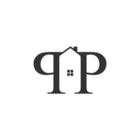 logo de typographie lettre pp immobilier vecteur
