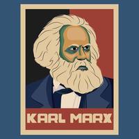 karl marx philosophe conception d'affiche vintage rétro vecteur