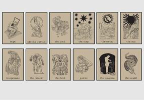 Carte de tarot en fond brun vecteur