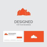 modèle de logo d'entreprise pour la colline. paysage. la nature. Montagne. scène. cartes de visite orange avec modèle de logo de marque. vecteur