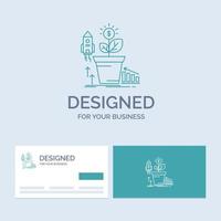 finance. financier. croissance. argent. symbole d'icône de ligne de logo d'entreprise de profit pour votre entreprise. cartes de visite turquoise avec modèle de logo de marque vecteur