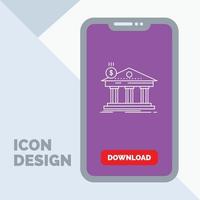 architecture. banque. bancaire. imeuble. icône de ligne fédérale sur mobile pour la page de téléchargement vecteur
