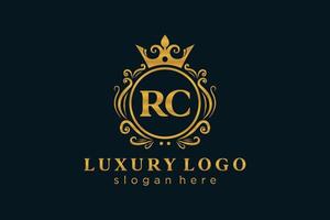 modèle initial de logo de luxe royal de lettre rc dans l'art vectoriel pour le restaurant, la royauté, la boutique, le café, l'hôtel, l'héraldique, les bijoux, la mode et d'autres illustrations vectorielles.