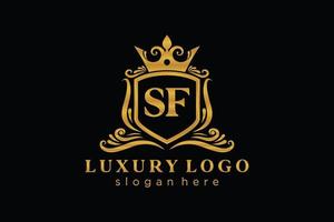 modèle initial de logo de luxe royal de lettre sf dans l'art vectoriel pour le restaurant, la royauté, la boutique, le café, l'hôtel, l'héraldique, les bijoux, la mode et d'autres illustrations vectorielles.
