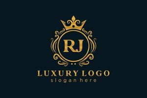 modèle initial de logo de luxe royal de lettre rj dans l'art vectoriel pour le restaurant, la royauté, la boutique, le café, l'hôtel, l'héraldique, les bijoux, la mode et d'autres illustrations vectorielles.