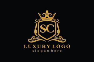 modèle de logo de luxe royal de lettre sc initiale dans l'art vectoriel pour le restaurant, la royauté, la boutique, le café, l'hôtel, l'héraldique, les bijoux, la mode et d'autres illustrations vectorielles.