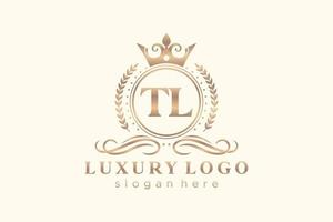 modèle de logo de luxe royal de lettre tl initial dans l'art vectoriel pour le restaurant, la royauté, la boutique, le café, l'hôtel, l'héraldique, les bijoux, la mode et d'autres illustrations vectorielles.