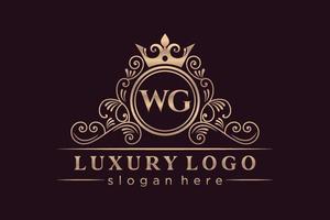 wg lettre initiale or calligraphique féminin floral monogramme héraldique dessiné à la main antique vintage style luxe logo design vecteur premium