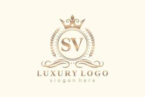 modèle de logo de luxe royal lettre initiale sv en art vectoriel pour restaurant, royauté, boutique, café, hôtel, héraldique, bijoux, mode et autres illustrations vectorielles.