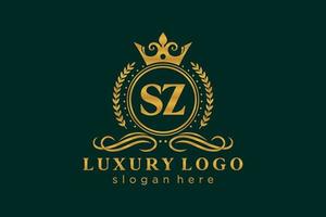modèle de logo de luxe royal lettre initiale sz en art vectoriel pour restaurant, royauté, boutique, café, hôtel, héraldique, bijoux, mode et autres illustrations vectorielles.