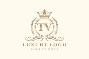 modèle de logo de luxe royal de lettre tv initiale dans l'art vectoriel pour le restaurant, la royauté, la boutique, le café, l'hôtel, l'héraldique, les bijoux, la mode et d'autres illustrations vectorielles.