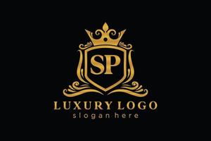 modèle de logo de luxe royal de lettre sp initiale dans l'art vectoriel pour le restaurant, la royauté, la boutique, le café, l'hôtel, l'héraldique, les bijoux, la mode et d'autres illustrations vectorielles.