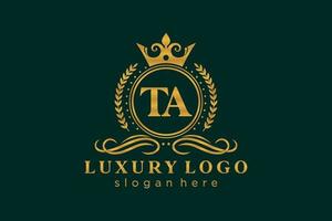 modèle de logo de luxe royal de lettre ta initiale dans l'art vectoriel pour le restaurant, la royauté, la boutique, le café, l'hôtel, l'héraldique, les bijoux, la mode et d'autres illustrations vectorielles.