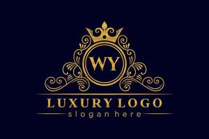 wy lettre initiale or calligraphique féminin floral monogramme héraldique dessiné à la main antique style vintage luxe logo design vecteur premium